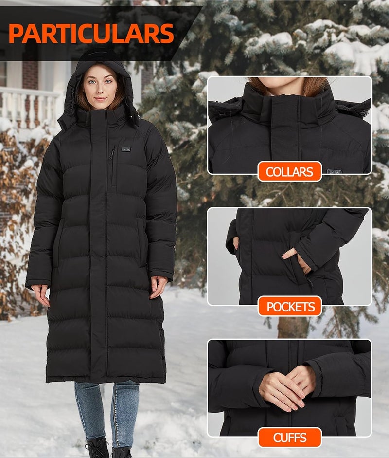 Windpost Heated Jackets for Women,Womens Heated Jacket 8 Heating Zones with 10000mAh Battery Pack,Heated Coats for Women - Image 4